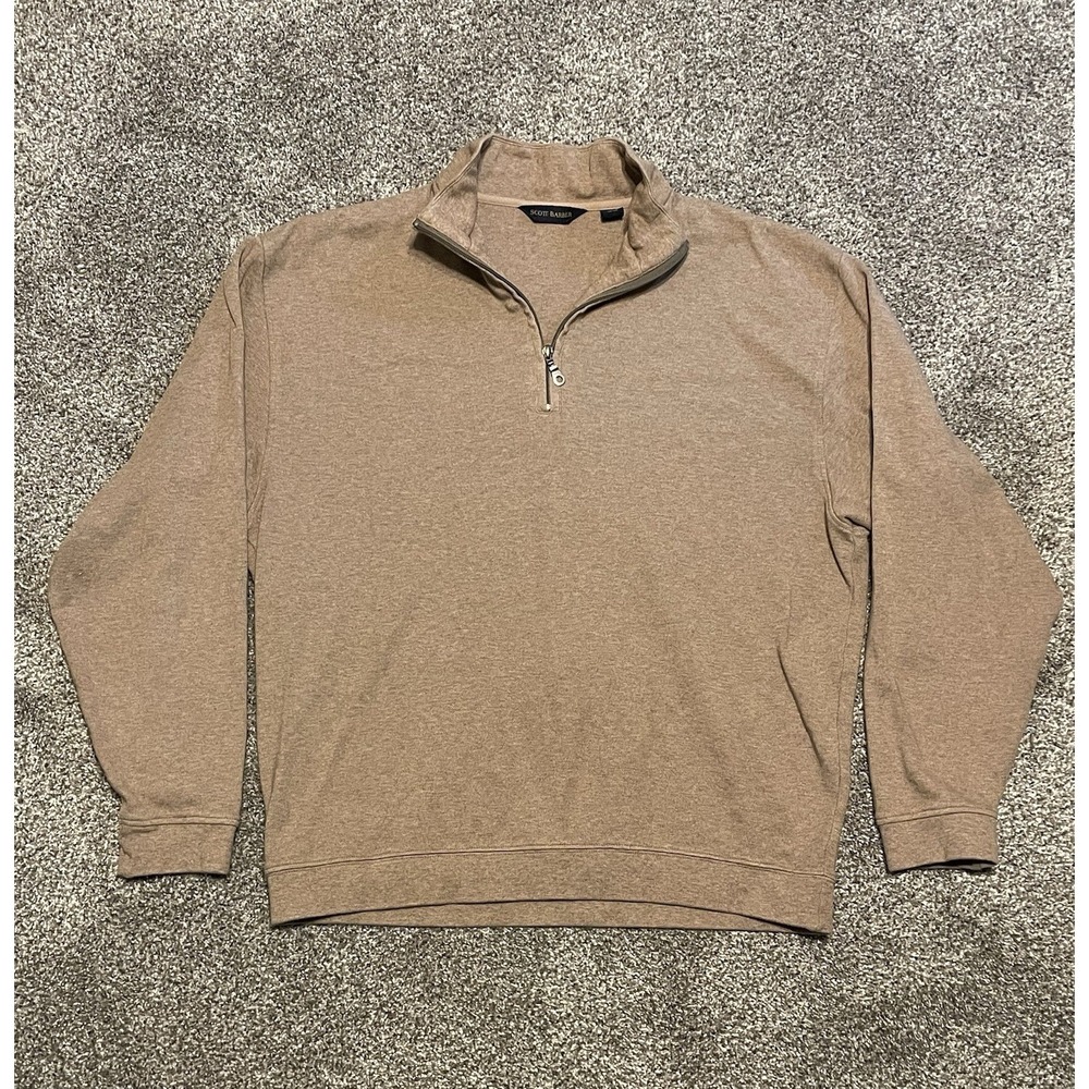 Scott Barber 1/4 Zip Pullover Men's XL Beige Tan Pima Cotton